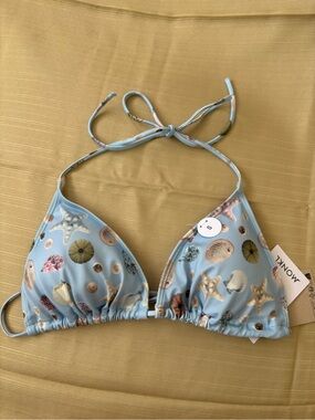 Light Blue Seashell Triangle Bikini Top